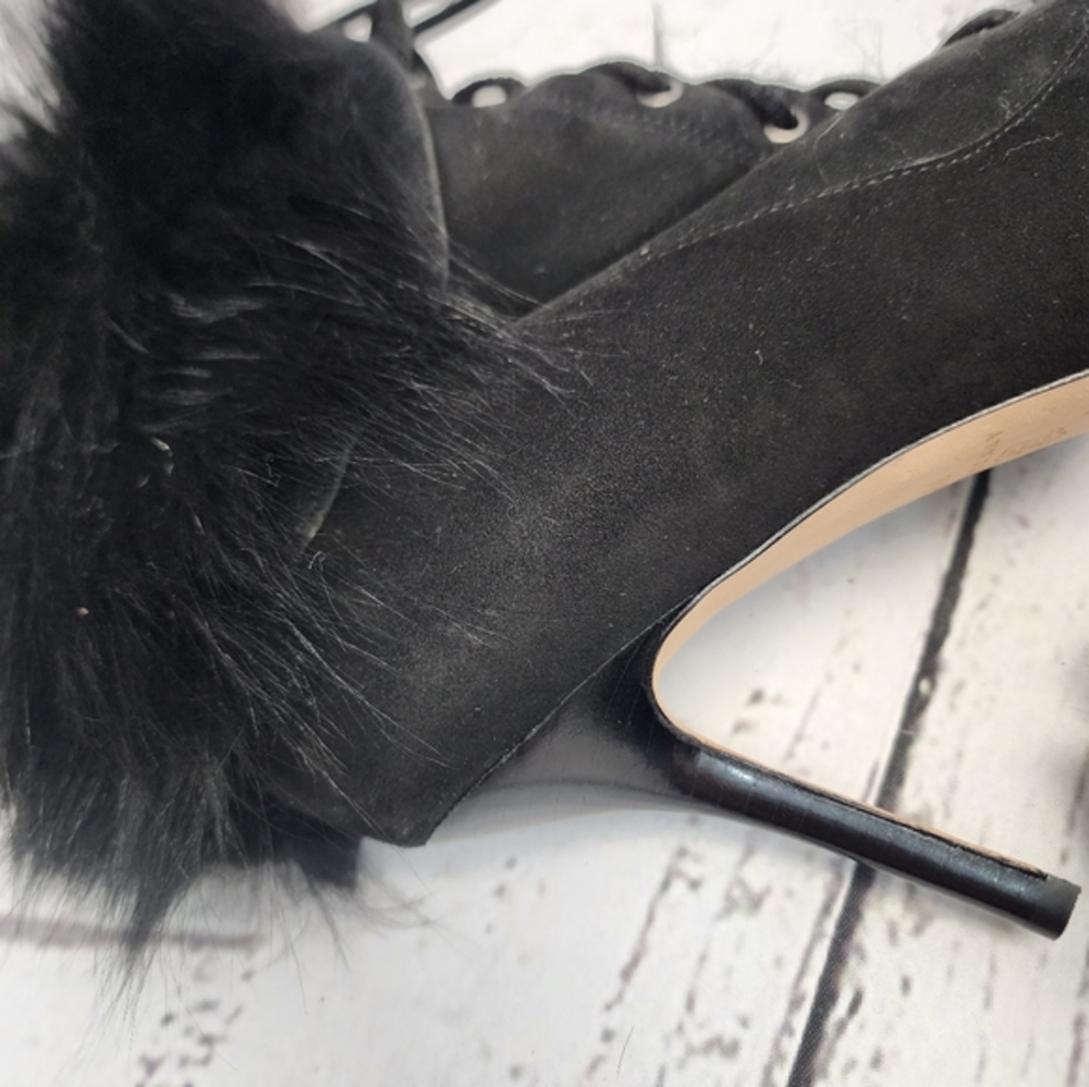 Ann Taylor Black Shearling Lamb Fur Booties - Picture 11 of 12